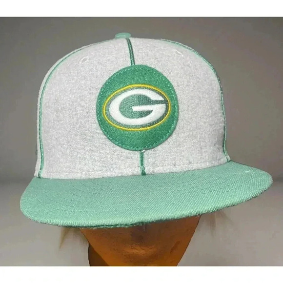 Green‎ Bay Packers Throwback Retro Mens Fitted Hat Size 6 3/4 New Era Cap EUC - Picture 1 of 6